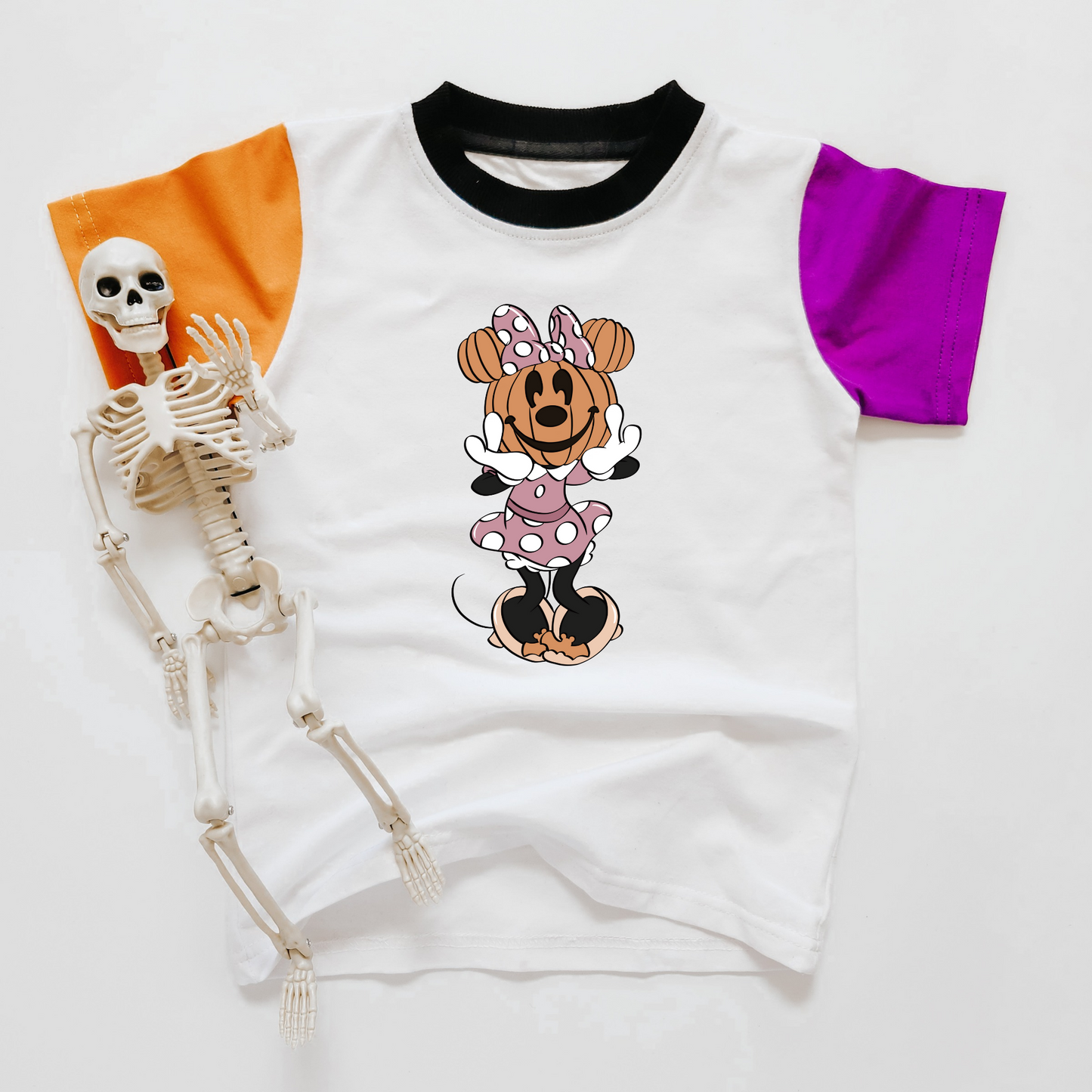 Not So Spooky Pumpkin Mouse Kids Colorblock T-Shirt