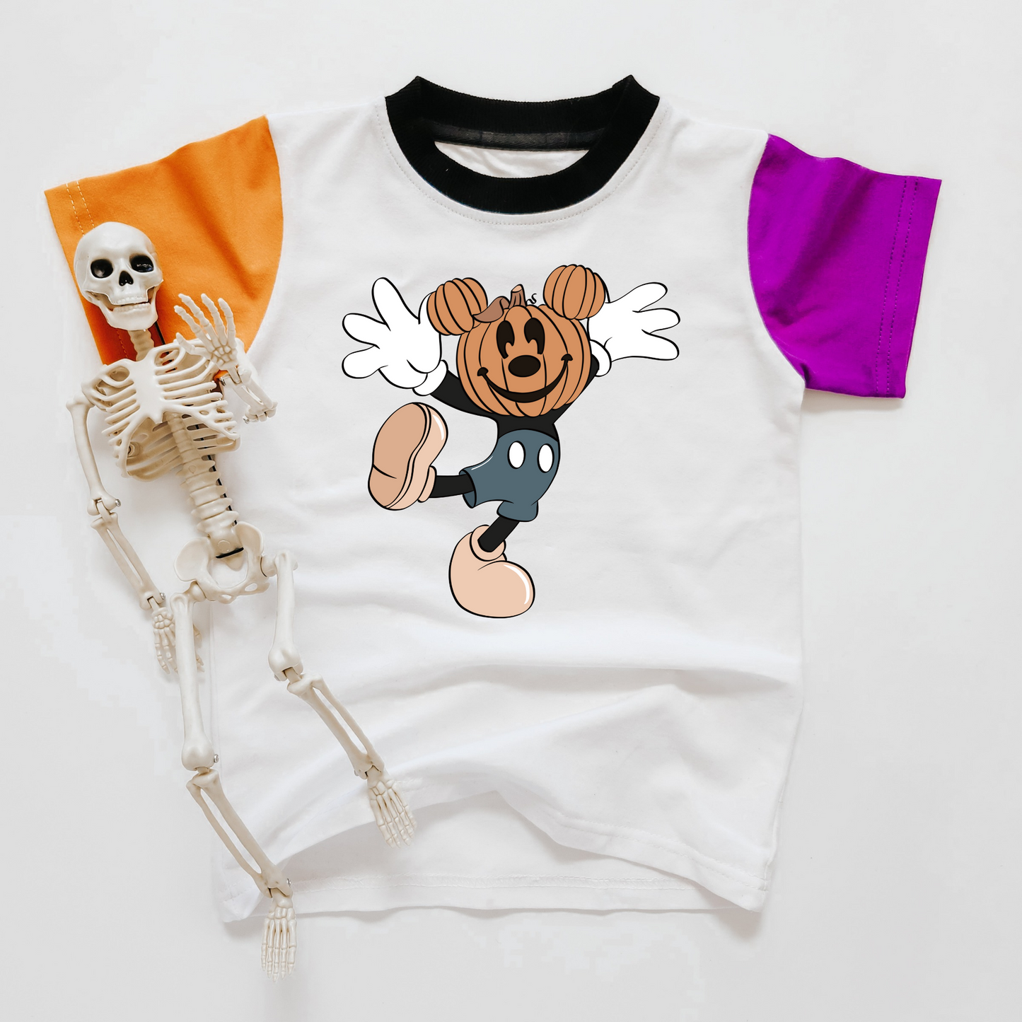 Not So Spooky Pumpkin Mouse Kids Colorblock T-Shirt