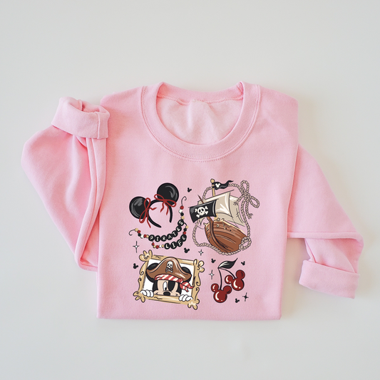 Girly Pirate Mouse Kids & Adult Crewneck Sweater