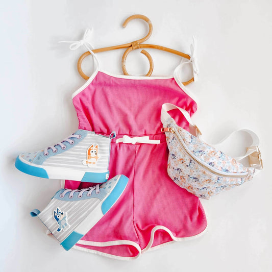 Hot Pink Spring Romper featheredbreaths