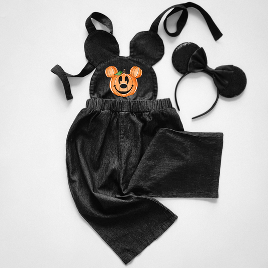 Half-Way To Halloween Pumpkin Mouse Overalls featheredbreaths