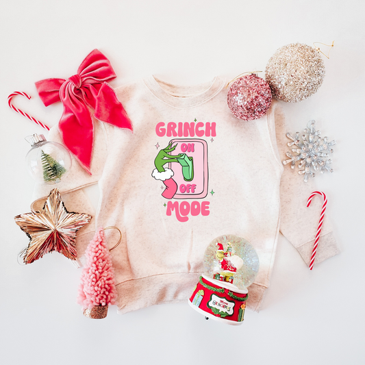 Grinch Mode On! Kids & Adult Crewneck Sweater