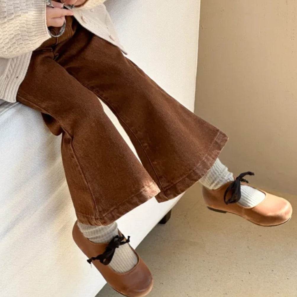 High-Waisted Flare Denim Pants featheredbreaths