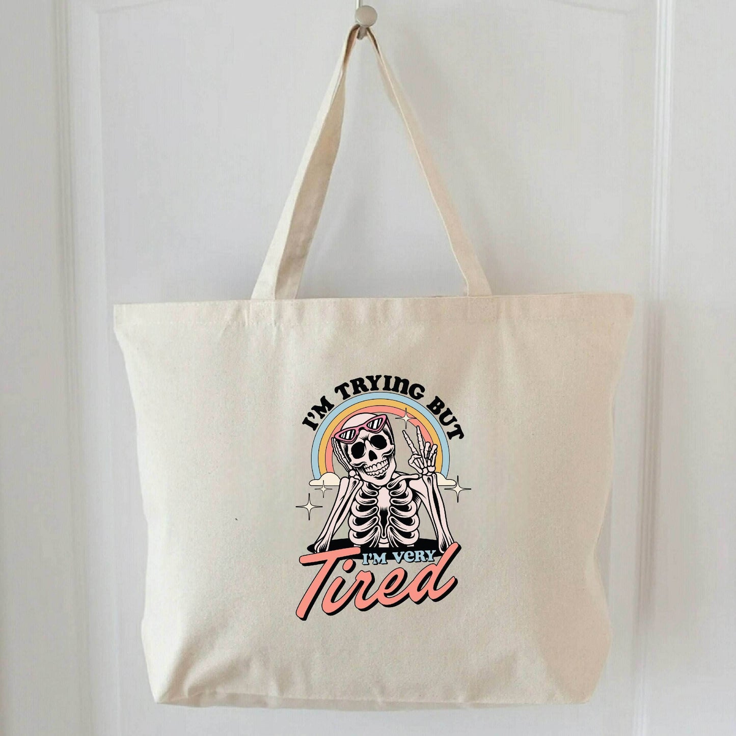I'm Trying But I'm Tired Tote Bag featheredbreaths