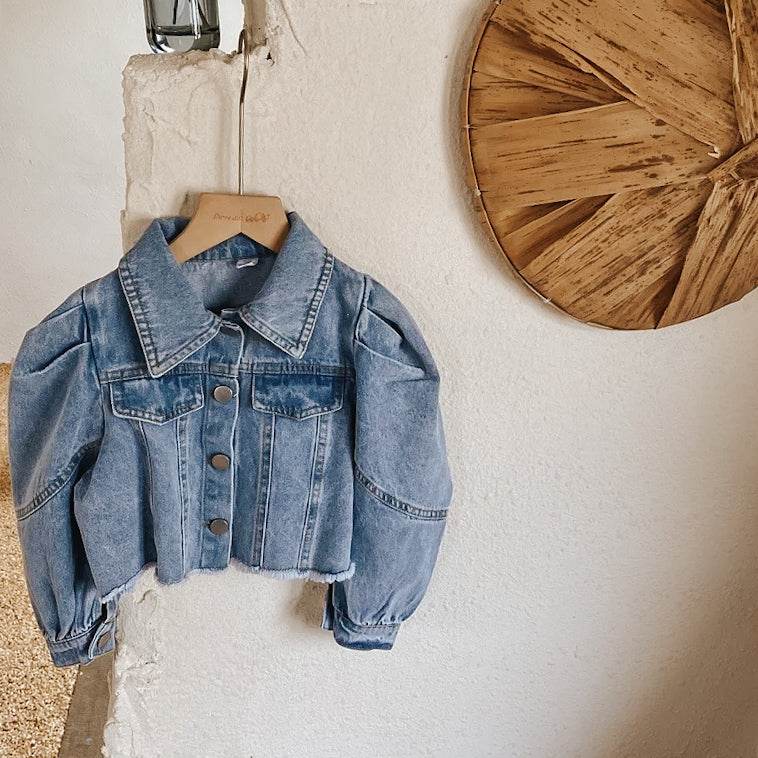 Puff Sleeve Distressed Denim Jacket for Trendy Casual Style featheredbreaths