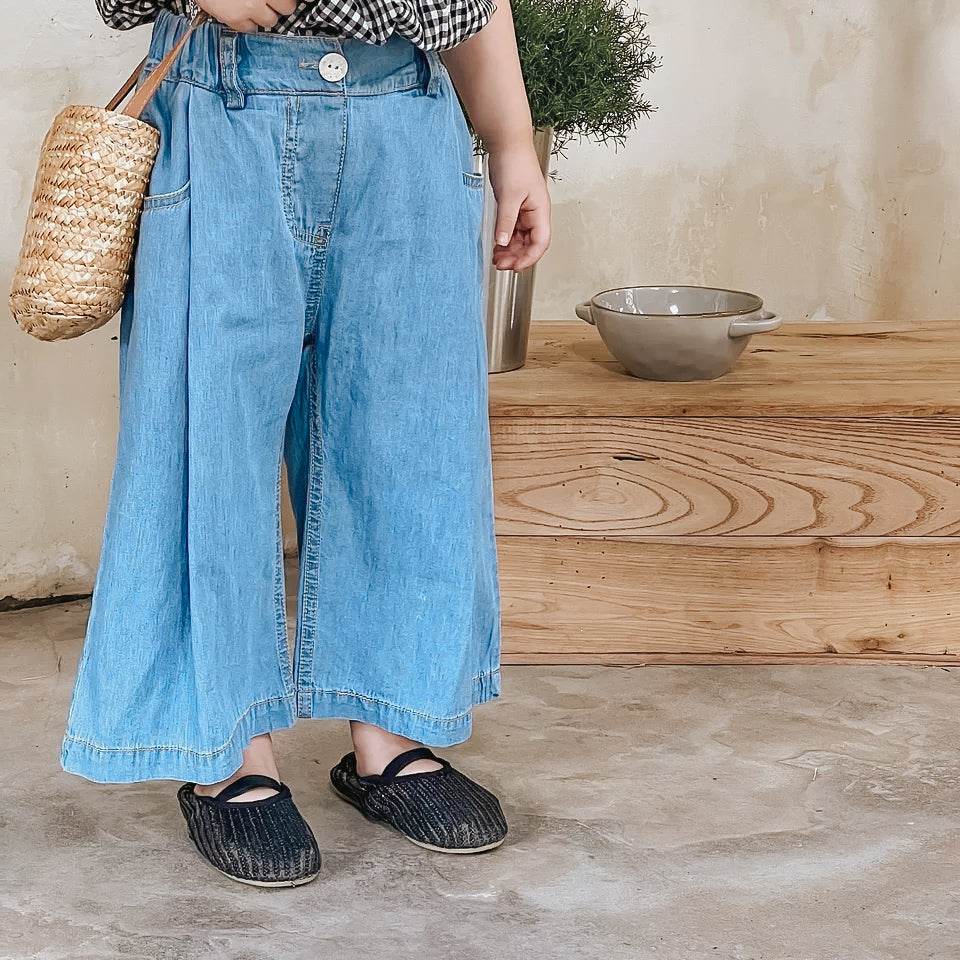 Wide Leg Chambray Pants - Feathered Breaths