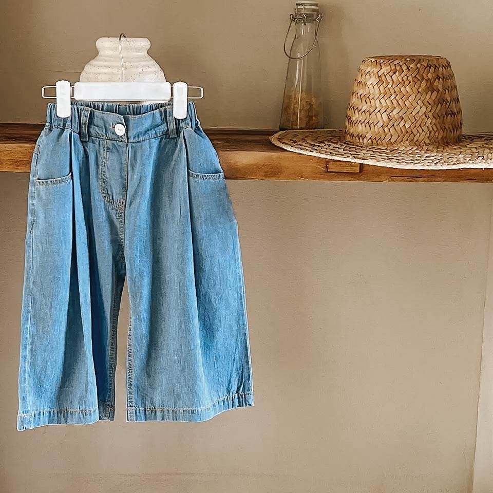 Wide Leg Chambray Pants - Feathered Breaths