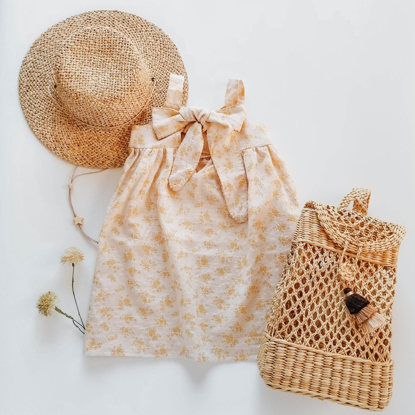 Marigold Tie-Back Sundress - Summer Floral Dress featheredbreaths