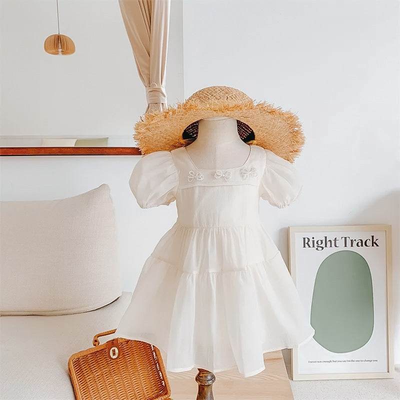 Pearl Embellished Baby Doll Dress for Toddler Girls featheredbreaths