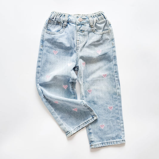 Pink Hearts Denim Pants