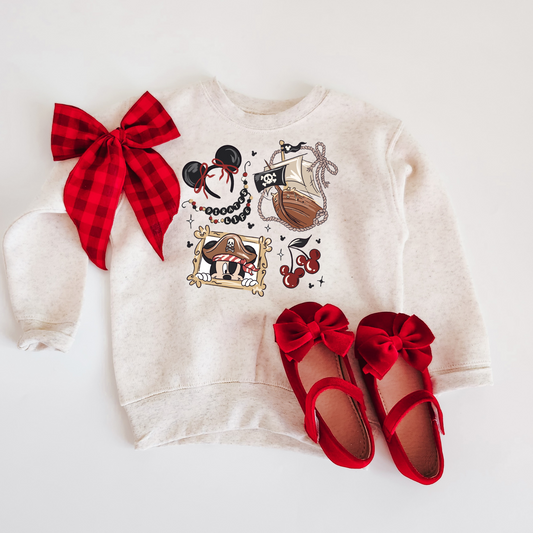 Girly Pirate Mouse Kids & Adult Crewneck Sweater