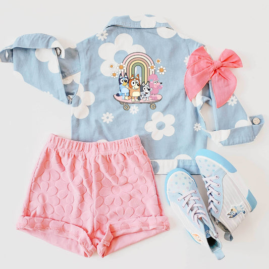Groovy Skater Dogs Floral Jacket - Feathered Breaths