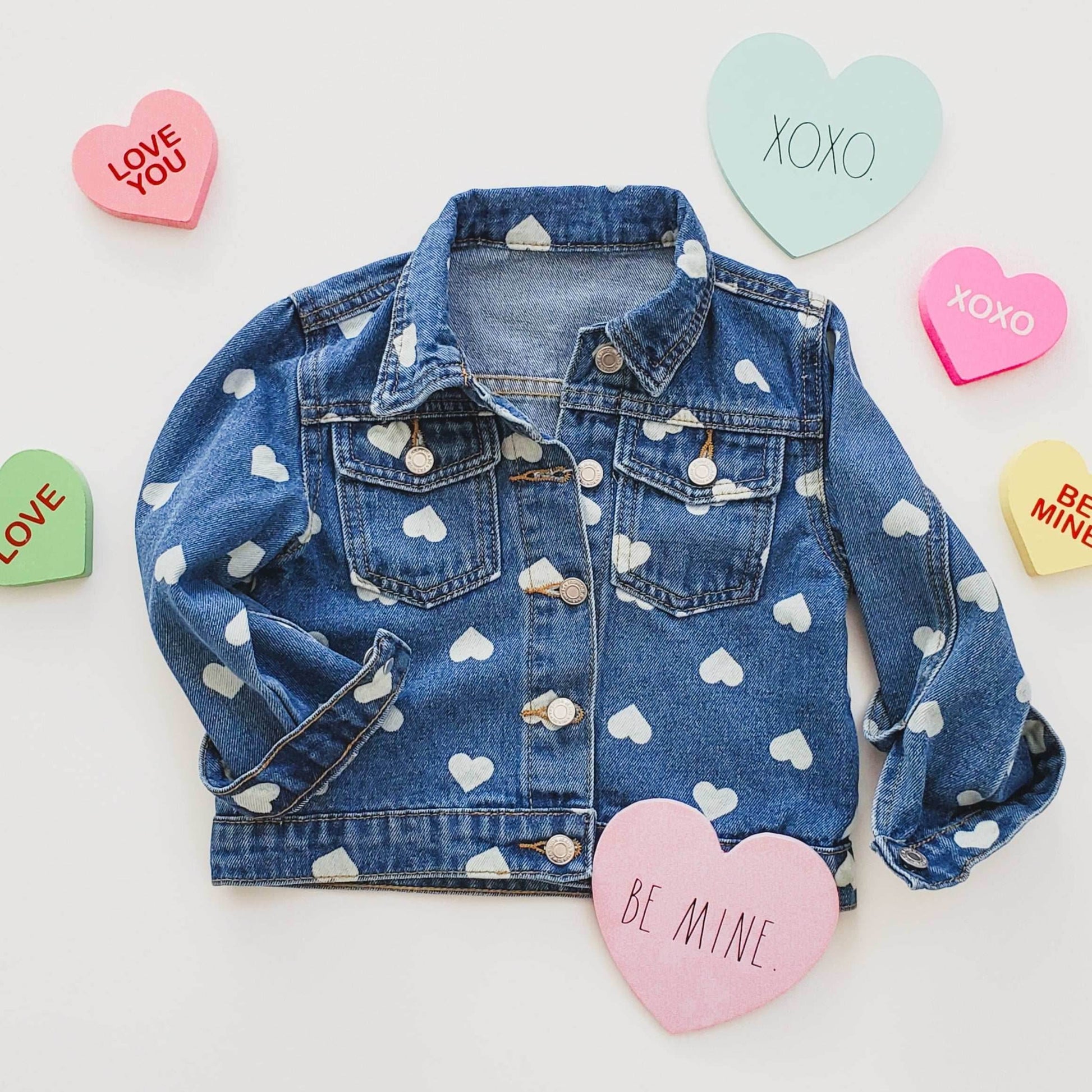 Heart Print Demin Jacket featheredbreaths