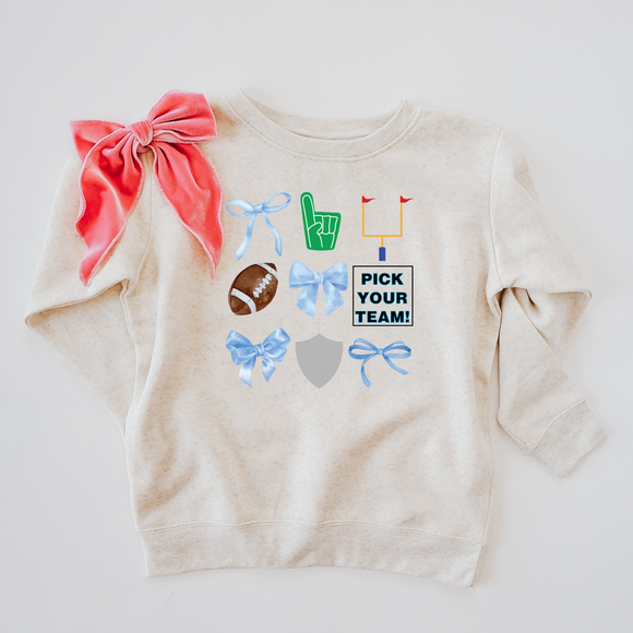 GIRLS 🏈 CUSTOM TEAM KIDS & ADULT CREWNECK SWEATER-multiple colors