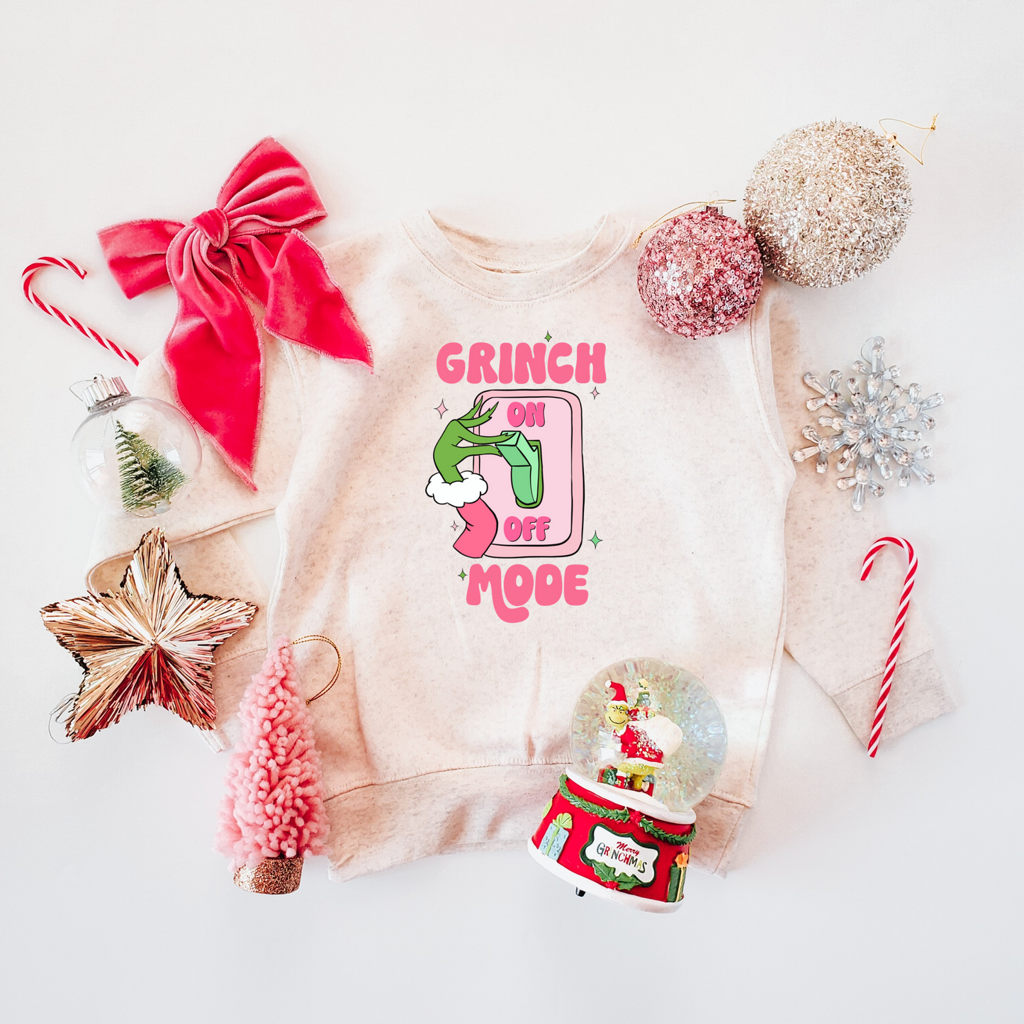 Grinch Mode On! Kids & Adult Crewneck Sweater