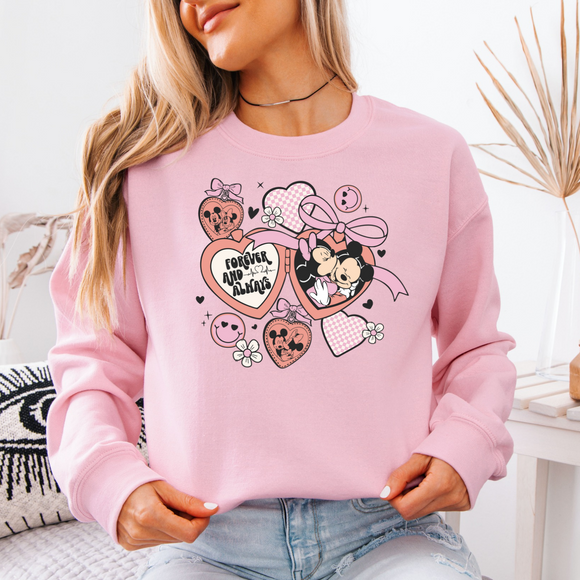 FOREVER AND ALWAYS LOVE LOCKET KIDS & ADULT CREWNECK SWEATER-multiple colors