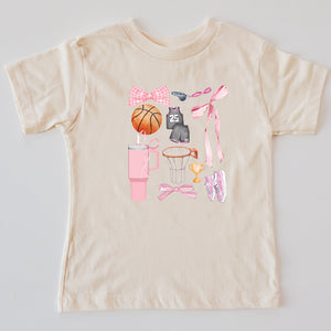 BASKETBALL COQUETTE KIDS & ADULT TEE-multiple colors