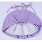 Fairest Twirl lilac athleticwear dress with built-in white biker shorties and a flared skirt.