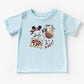 Light blue kids' t-shirt with a pirate The Mouse, ship, swords, and "AHOY!" design.