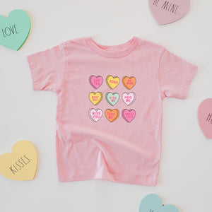 CANDY HEARTS KIDS & ADULT TEE-multiple colors