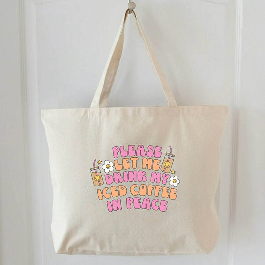 Iced Coffee Canvas Tote Bag featheredbreaths