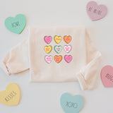 CANDY HEARTS KIDS & ADULT CREWNECK SWEATER-multiple colors