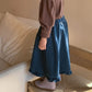 Denim Ruffle Midi Skirt featheredbreaths