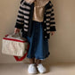 Denim Ruffle Midi Skirt featheredbreaths