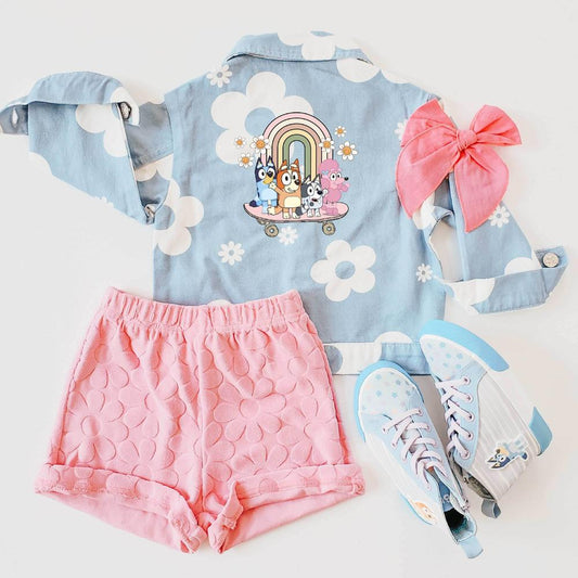 Groovy Skater Dogs Floral Jacket featheredbreaths