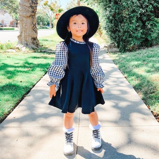 PUFF SLEEVE GINGHAM DRESS