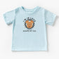 Light blue kids' t-shirt with "I'm In Love With The Shape Of You" text and The Mouse head on a checkered background.