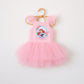 Pink "Under the Sea" Ballerina Dress with Ariel graphic, multiple tulle layers, and ruffled sleeves.