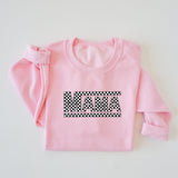 CHECKERED MAMA CREWNECK SWEATER-multiple colors