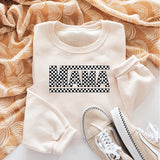CHECKERED MAMA CREWNECK SWEATER-multiple colors