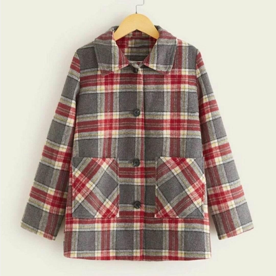 Plaid Peacoat Jacket for Stylish Winter Fashion featheredbreaths