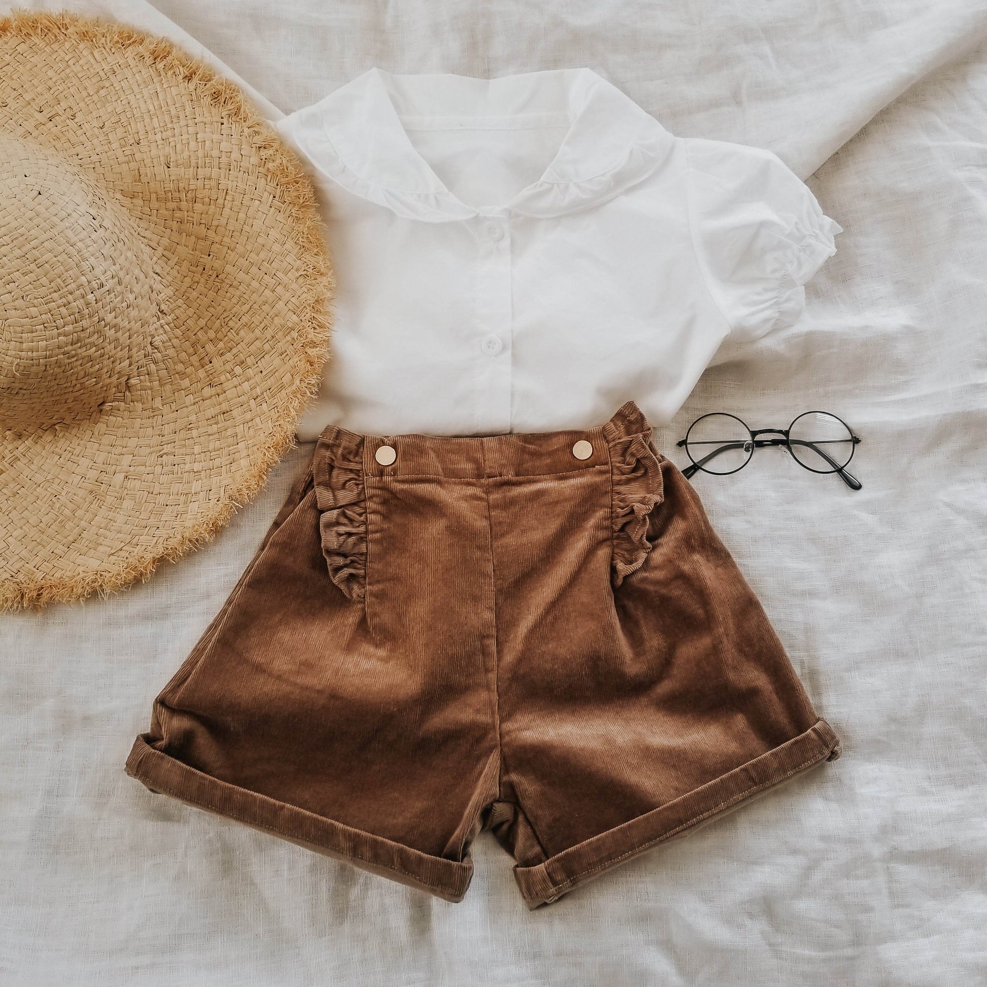 Cord Ruffle Shorts for Stylish Comfort featheredbreaths