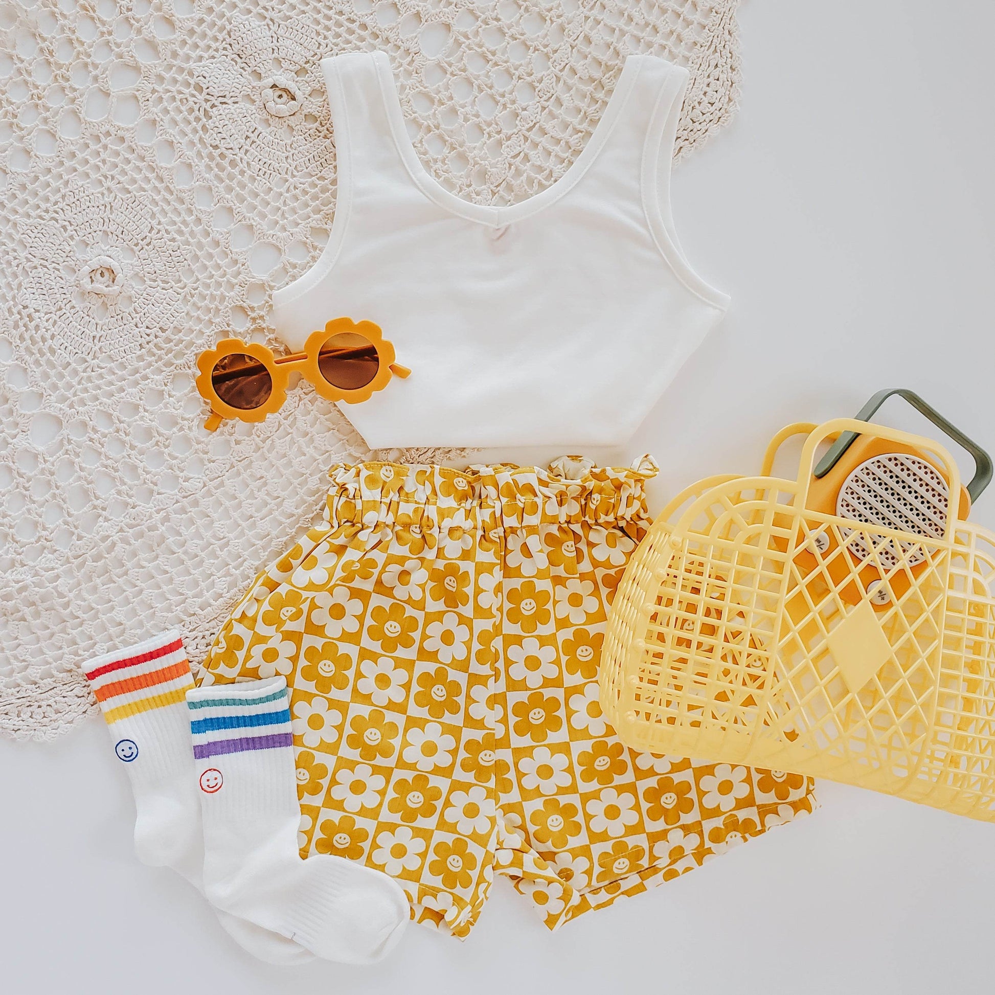 Smiley Face Shorts for Girls - Cute and Comfy Fashion for Kids featheredbreaths