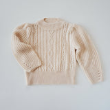 CABLE KNIT PUFF SLEEVE SWEATER