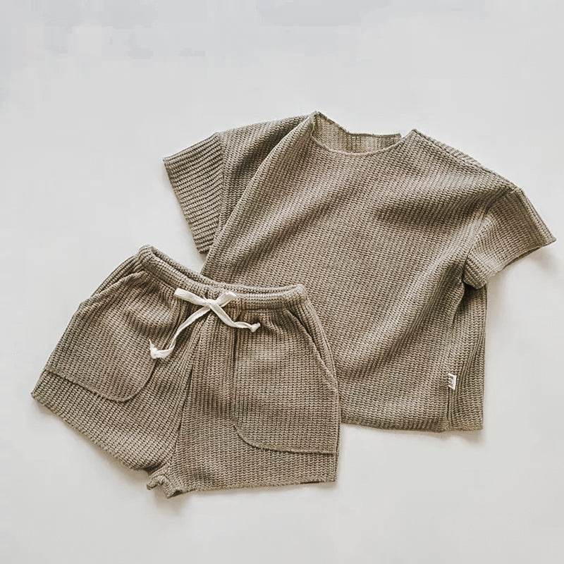 Olive Waffle Knit Gender Neutral Set featheredbreaths