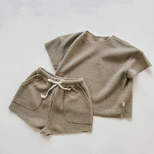 OLIVE WAFFLE KNIT, GENDER NEUTRAL SET