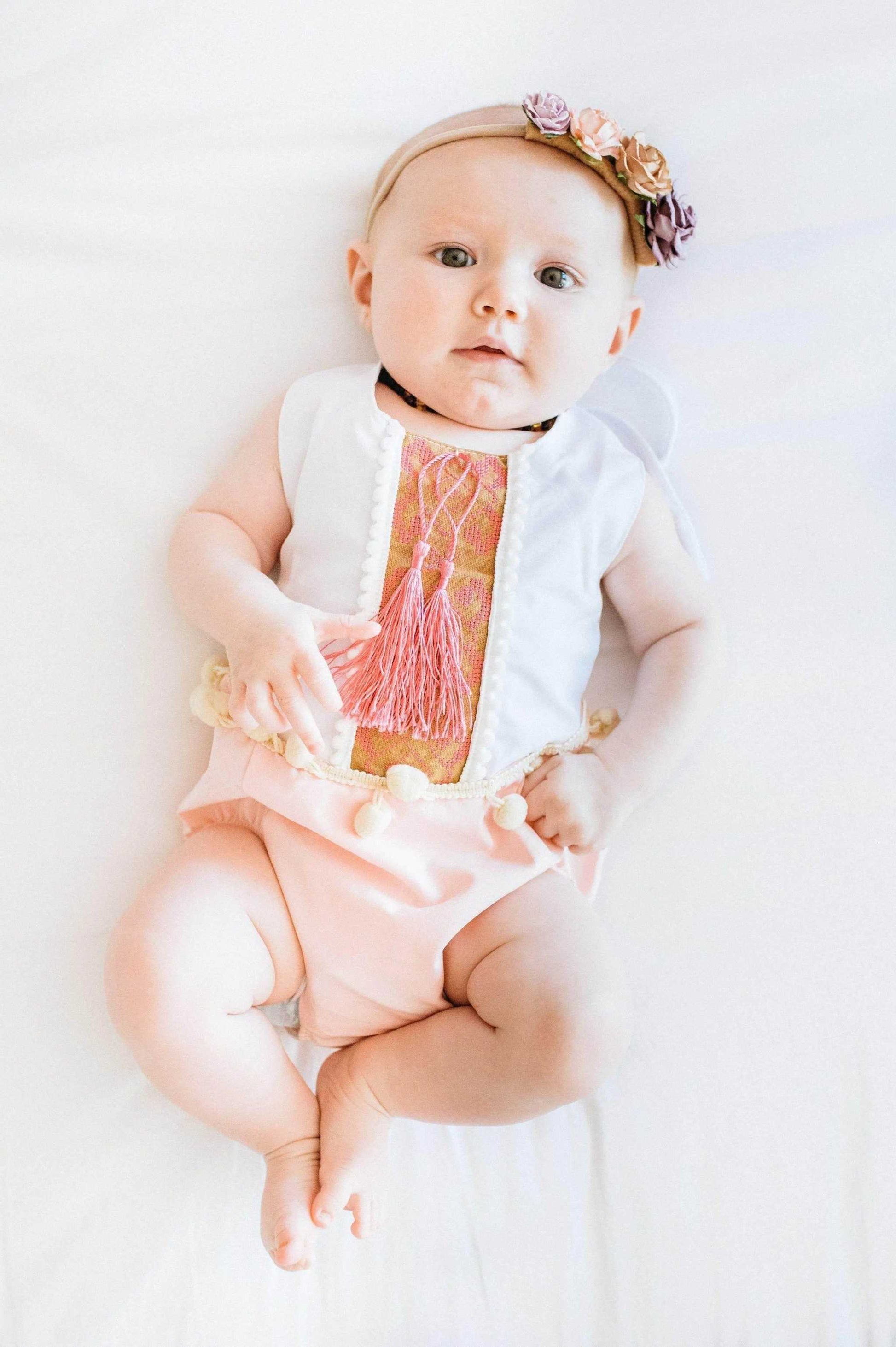 Pom Pom Romper for Stylish Baby Fashion featheredbreaths