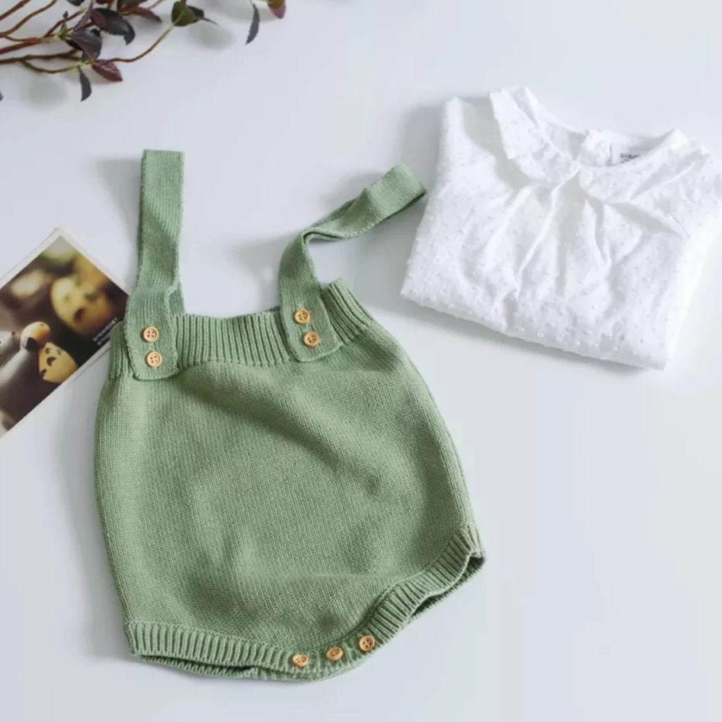 Knitted Gender Neutral Baby Romper for All Seasons featheredbreaths