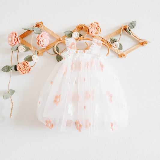 Daisy Stitched Tulle Sundress for Spring and Summer Fashion featheredbreaths