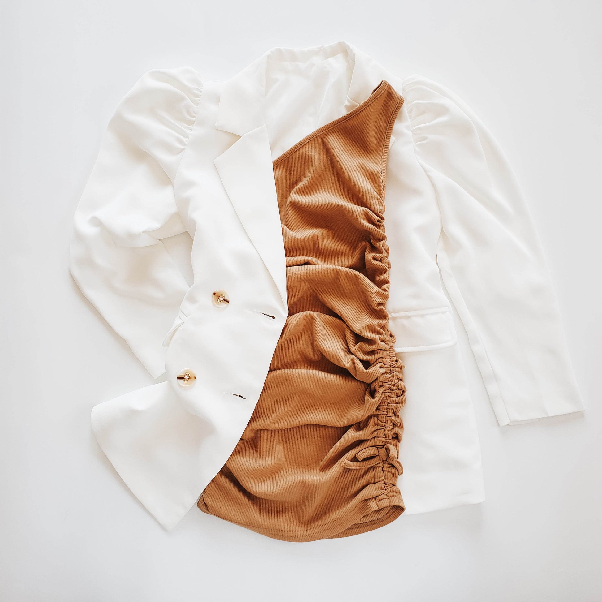 White Puff Shoulder Blazer – Stylish Fashion Jacket featheredbreaths